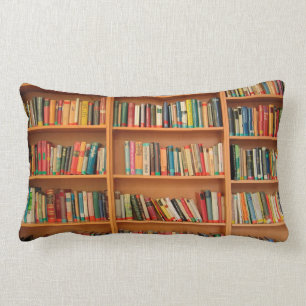 Coussin Rectangle Livres sur Arrière - plan de bibliothèque