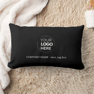 Coussin Rectangle Logo d'entreprise noir blanc élégant