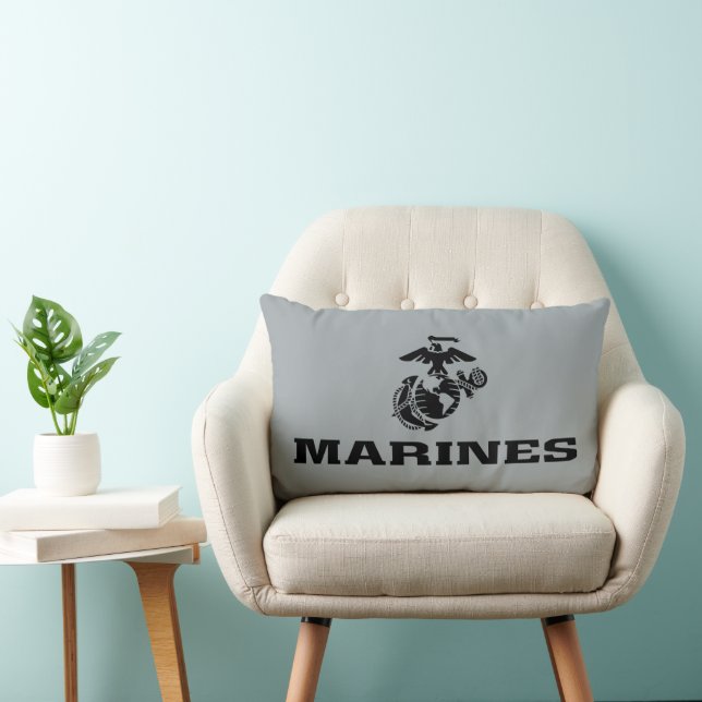 Coussin Rectangle Logo en noir empilé USMC (Chaise)