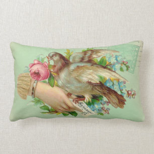 Coussin Rectangle L'oiseau victorien de Valentine et s'est levé