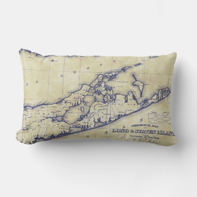 Coussin Rectangle Long Island The Hamptons Map VC Tea Sardé (Recto)