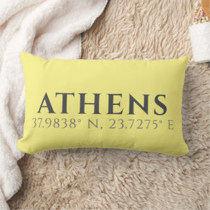 Coussin Rectangle Longitude de la latitude d'Athènes