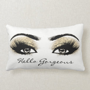 Coussin Rectangle L'or blanc noir observe la mèche de maquillage
