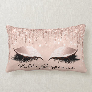 Coussin Rectangle L'or rose de pêche s'égoutte des mèches de