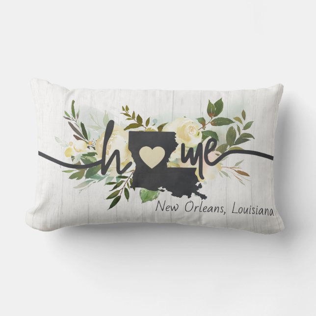 Coussin Rectangle Louisiana State Personnalisé votre ville natale Ru (Recto)