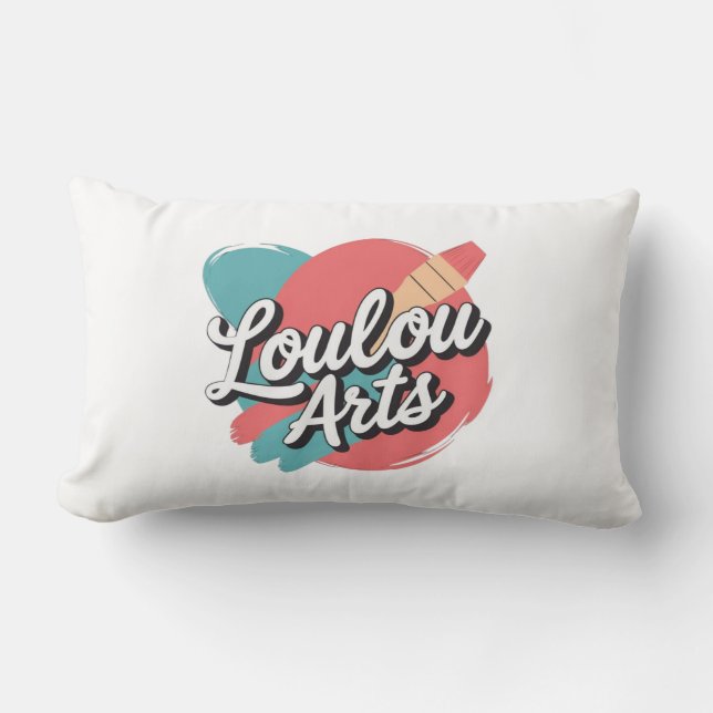 Coussin Rectangle Loulou Arts Retro Pillow - Playful Pink Teal Brush (Recto)
