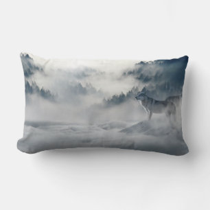 Coussin Rectangle Loups majestueux dans la fosse forestière