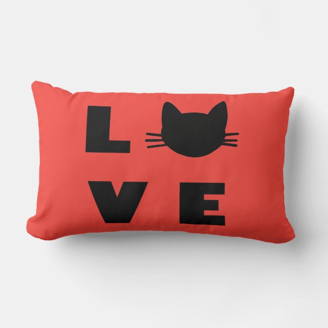 Coussin Rectangle Love Cats (rouge) (Recto)
