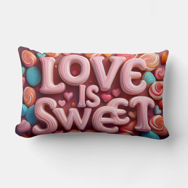 Coussin Rectangle Love Is Sweet Valentine Wedding Typography (Recto)