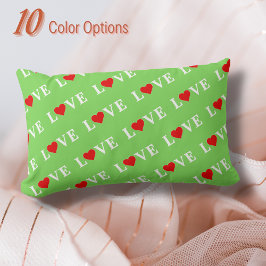 Coussin Rectangle LOVE Lime Green Moderne Chic Élégant Minimaliste A