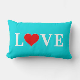 Coussin Rectangle LOVE Turquoise Bleu Aqua Bleu Moderne Chic Élégant