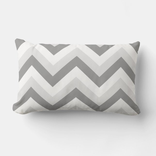 Coussin Rectangle Lt Deux Chevron ZigZag Gris Blanc (Recto)
