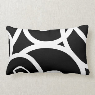 Coussin Rectangle Lumbar Blanc & Noir moderne designer abstrait