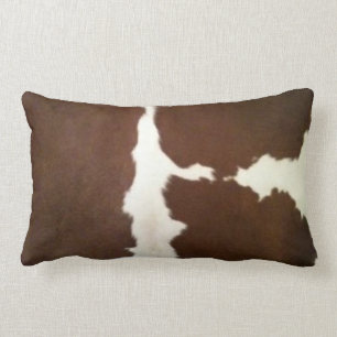 Coussin Rectangle Lumbar Brown et blanc de Hereford de Faux de peau