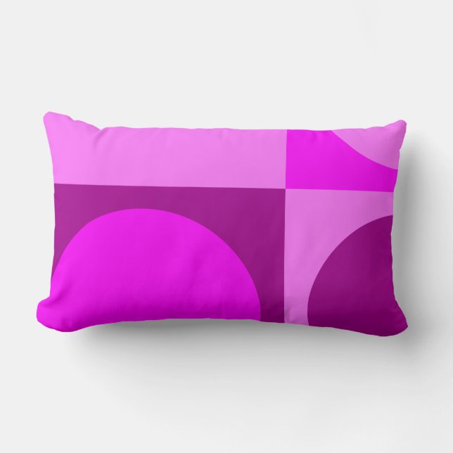 Coussin Rectangle Lumbar Support Cushion, Tiles&Dots en rose (Recto)