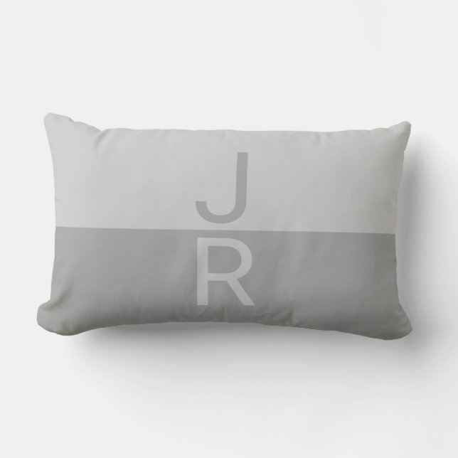 Coussin Rectangle Lumineuses Gris & Gris Initiales Modernes Monogram (Recto)