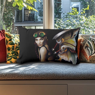 Coussin Rectangle Lunettes à ailes de fée mécaniques Steampunk