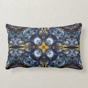 Coussin Rectangle Luxe, élégance, mandala bleu marine, détails ja