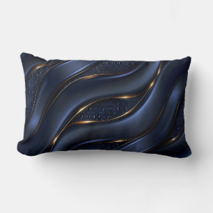 Coussin Rectangle Luxurious Navy Blue et Gold Abstrait