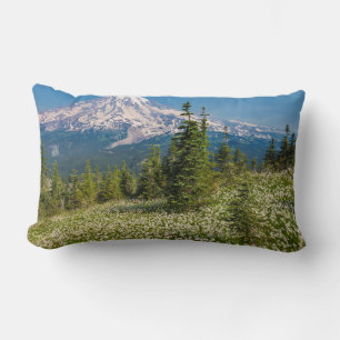 Coussin Rectangle Lys de l'avalanche et mont Rainier