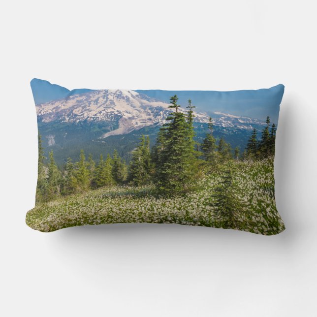 Coussin Rectangle Lys de l'avalanche et mont Rainier (Recto)