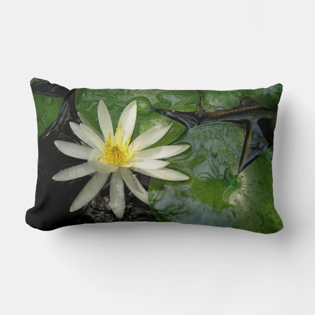 Coussin Rectangle Lys d'eau blanche | Green Lily Pads photo (Recto)