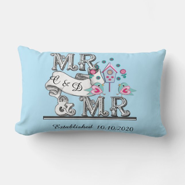 Coussin Rectangle M. et M. Personnalisé Gay Mariage Cadeau (Recto)