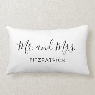 Coussin Rectangle M. et Mme Nom Élégant Mariage nouvellement marié
