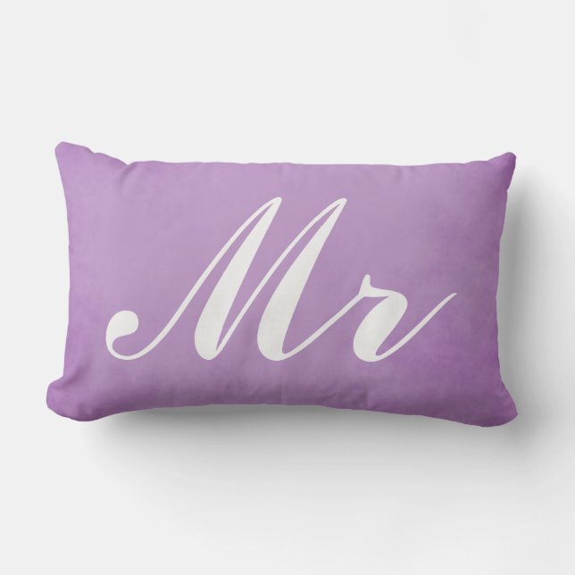 Coussin Rectangle M. et Mme Purple Parchment Mariage Souvenir (Recto)