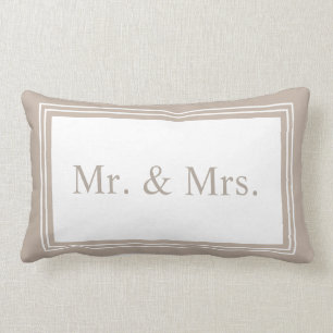 Coussin Rectangle M. et Mme Taupe Mariage Keepsam