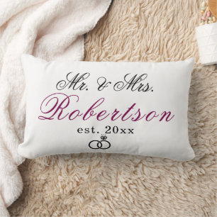 Coussin Rectangle M. Mme Élégant Nom est. écriture chic Mariage Lum