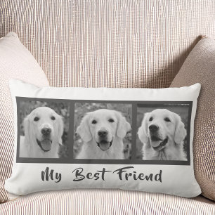 Coussin Rectangle Ma meilleure amie Photo grise et blanche