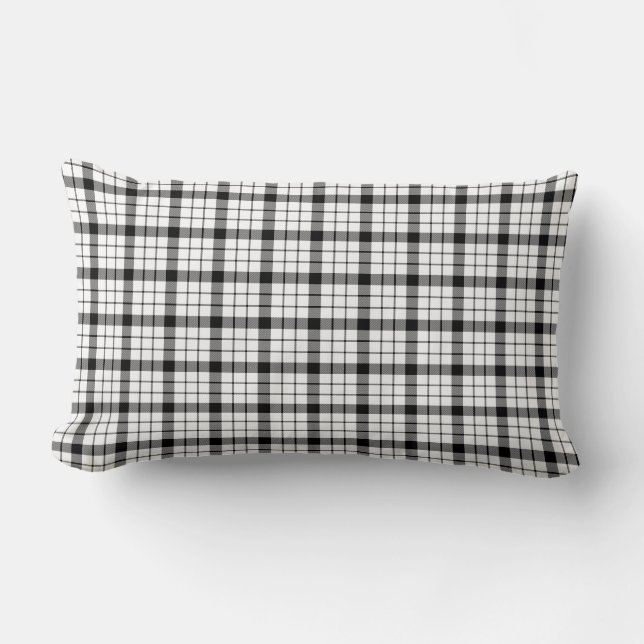 Coussin Rectangle MacFarlane tartan noir blanc carreau (Recto)