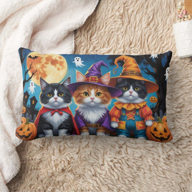 Coussin Rectangle Maine Coon Chats Citrouille Halloween Funny (Couverture)