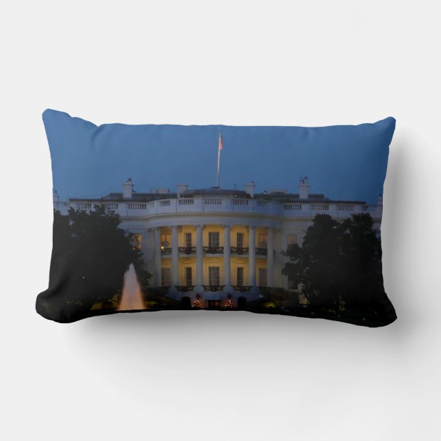 Coussin Rectangle Maison Blanche de Noël à la nuit à Washington DC (Recto)