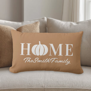 Coussin Rectangle Maison d'automne orange Nom de famille personnalis