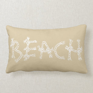 Coussin Rectangle Maison de plage en corde beige du littoral