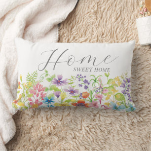 Coussin Rectangle Maison Douce Maison Fleurs Sauvages Aquarelle Mign