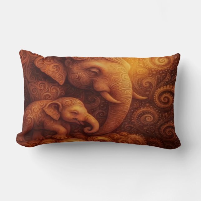 Coussin Rectangle Majestic Elephants (Recto)
