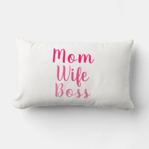 Coussin Rectangle Maman Femme Boss rose blanc script personnalisé de