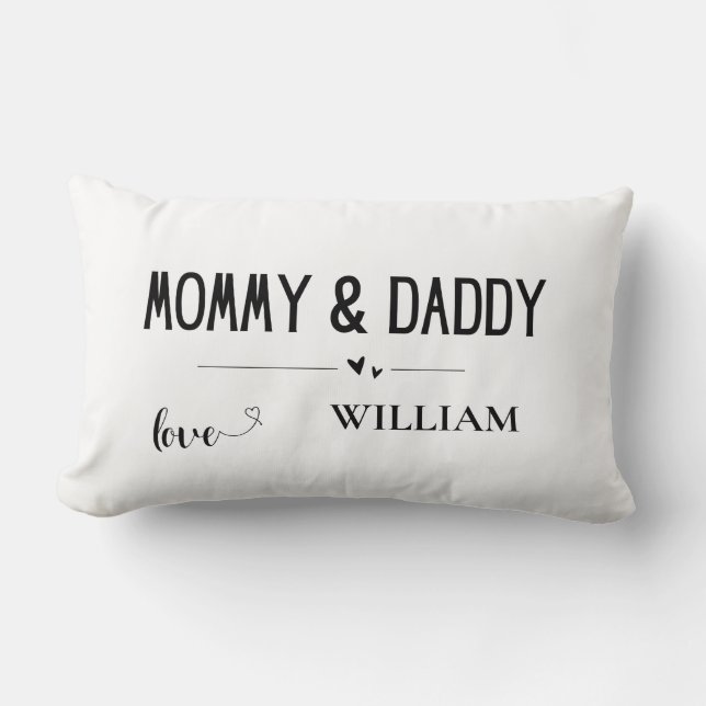 Coussin Rectangle Maman & Papa Love - Nom Personnalisé Famille Keeps (Recto)