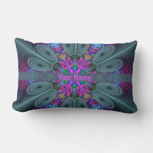 Coussin Rectangle Mandala Art Fractal Coloré Kaléidoscope Nom