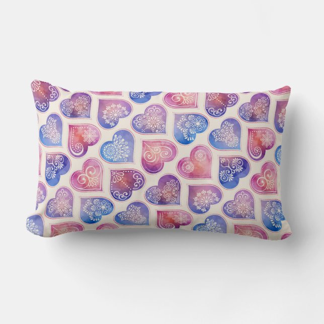 Coussin Rectangle Mandala Hearts Motif (Recto)