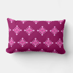 Coussin Rectangle Mandala Motif, rose pâle et prune à quatre points