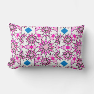 Coussin Rectangle Mandala motif, rose, rose vif,