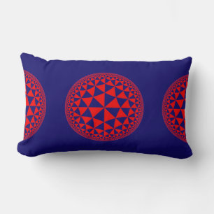 Coussin Rectangle Mandala rempli de triangles rouges et bleus