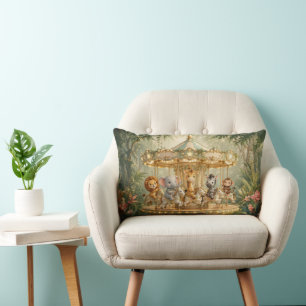 Coussin Rectangle Manège merveilleux de la jungle magique