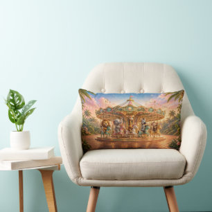 Coussin Rectangle Manège merveilleux de la jungle magique