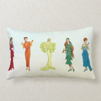 Coussin Rectangle Mannequins vintages colorés de Hollywood