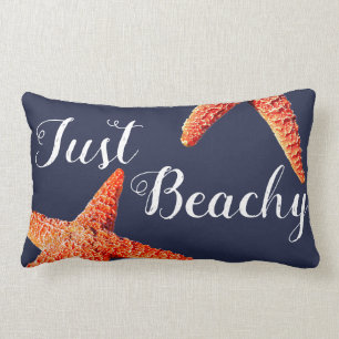 Coussin Rectangle Manuscrit pour la plage rouge nautique d'étoiles